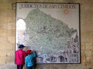 An appellation map at the Collegiate church in Saint-Emilion.